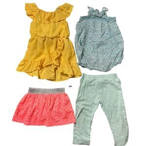 Carter’s Bundle of4 Clothes Baby Girl 18M Yellow Green Dress Rompers Skirt Pants